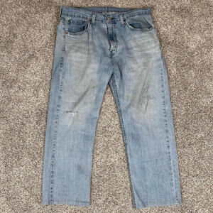 Levi's 505 Jeans Mens Size 33x24 Light Wash Straight Fit Distressed Denim Grunge